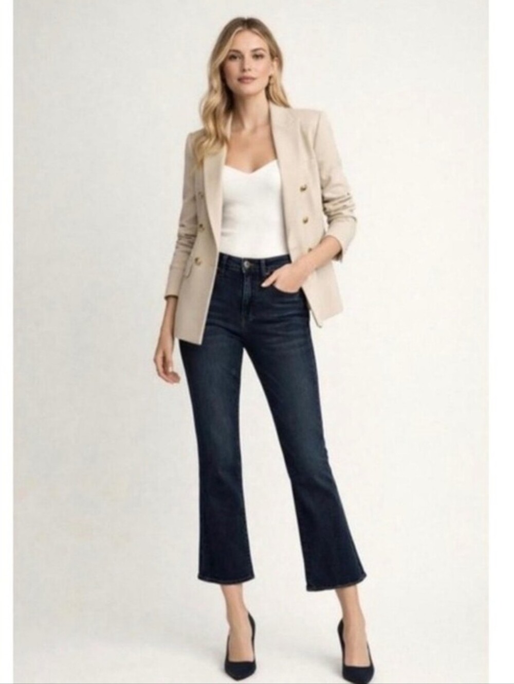 Veronica Beard Carly Kick-Flare High-Rise Jeans Dark Ink Wash Sz 27 MSRP $239
